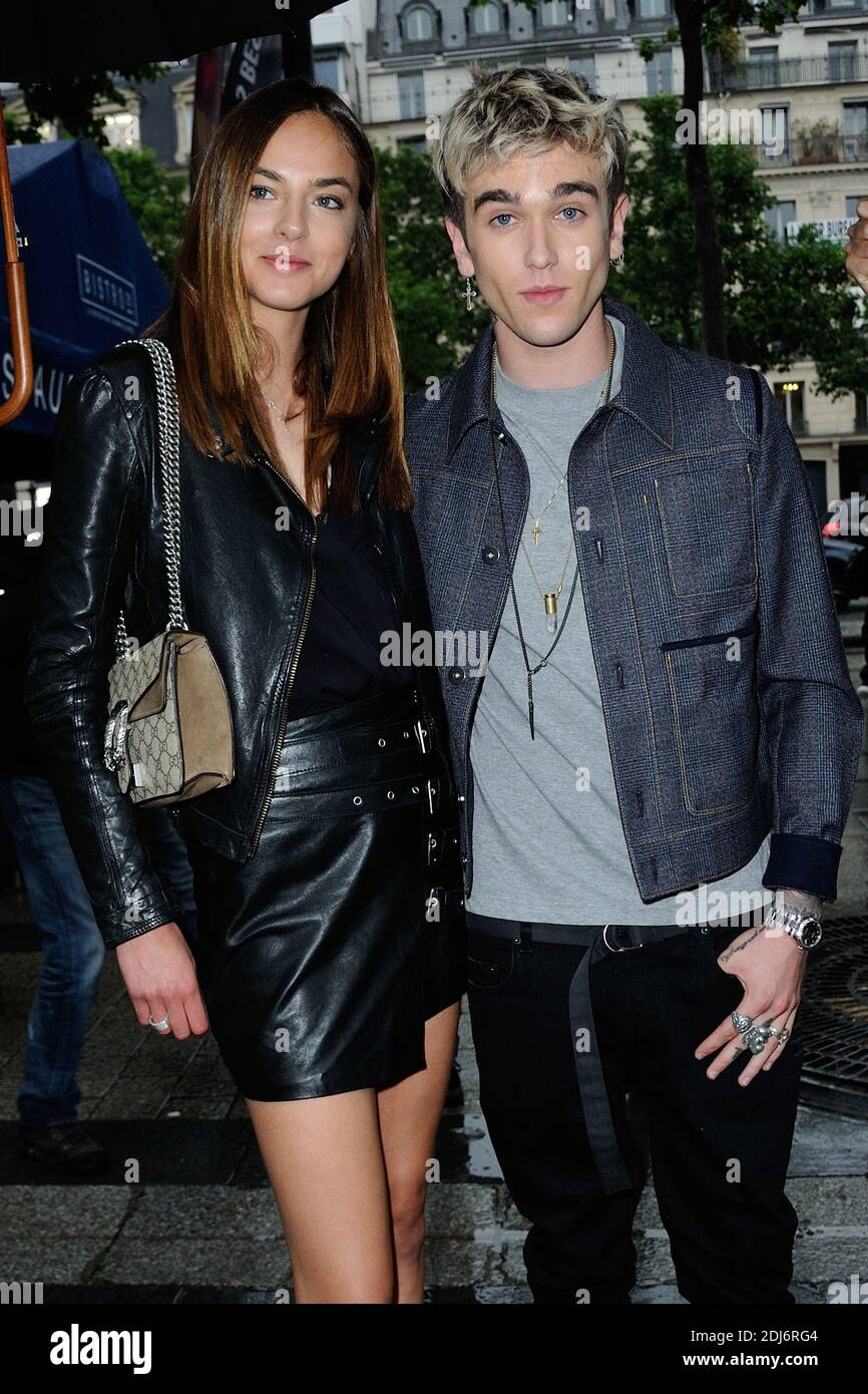Gabriel-Kane Day-Lewis (son of Daniel Day-Lewis and Isabelle Adjani) and  his girlfriend arriving at the Miu Miu Haute Couture Fall - Winter  2016/2017 presentation as part of Paris Fashion Week on July