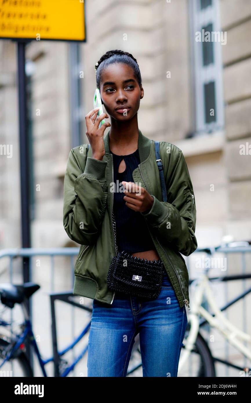 Street style, model Tami Williams after Jean-Paul Gaultier Fall-Winter  2018-2019 Haute Couture show held at Rue Saint Martin, in Paris, France, on  July 4th, 2018. Photo by Marie-Paola Bertrand-Hillion/ABACAPRESS.COM Stock  Photo -