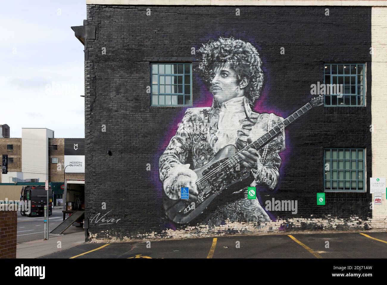 Painted wall mural of American singer, songwriter, musician, record