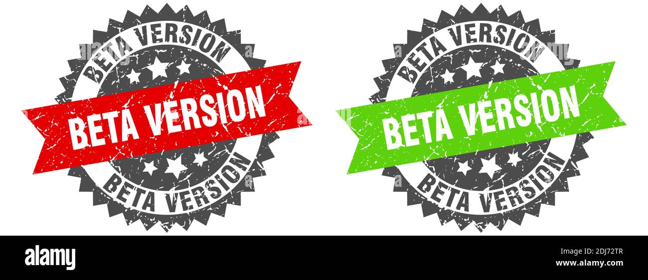 beta version grunge stamp set. beta version band sign Stock Vector