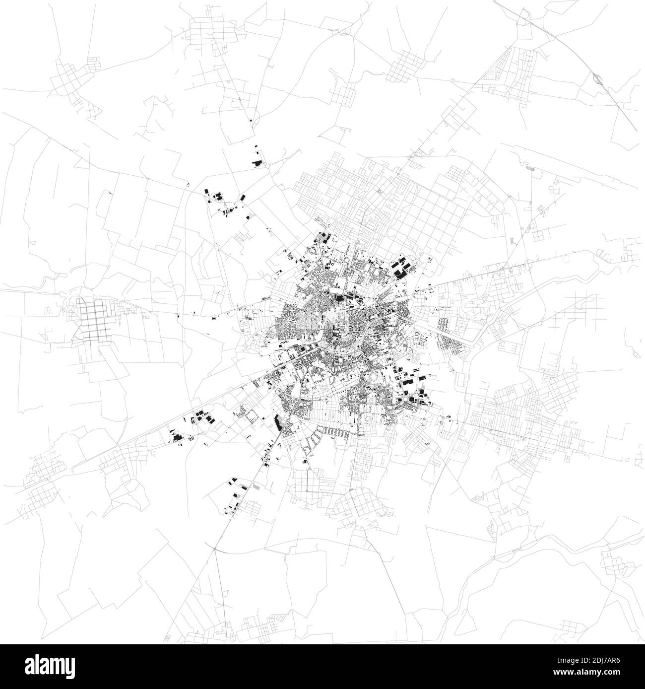 Satellite view of Timisoara the third largest city in Romania, map. Nicknamed the Little Vienna or the City of Flowers. Building and street map Stock Vector