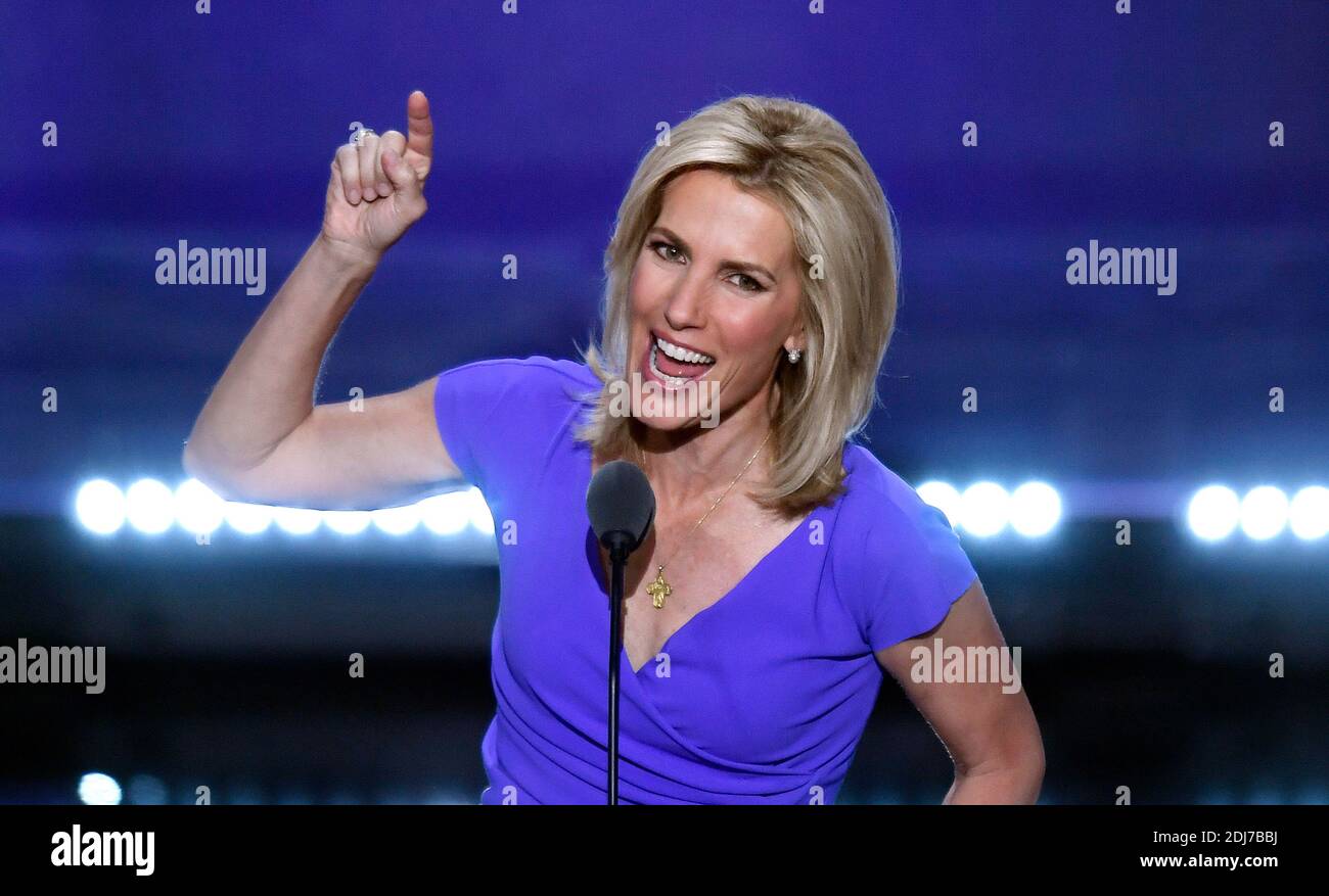 Laura Ingraham from FOX News Channel speaks on the third day of the Republican National Convention on July 20, 2016 at the Quicken Loans Arena in Cleveland, Ohio.Photo by Olivier Douliery/Abacapress.com Stock Photo