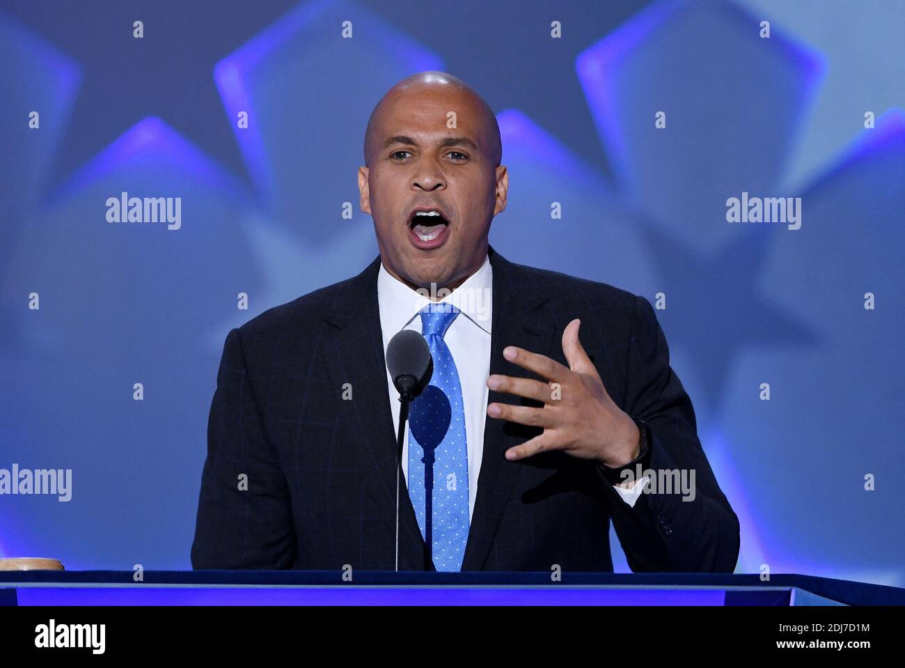 Senator from New-Jersey Cory Booker speaks during the first day of the Democratic National Convention on July 25, 2016 at the Wells Fargo Center, in Philadelphia, PA, USA. Photo by Olivier Douliery/ABACAPRESS.COM Stock Photo