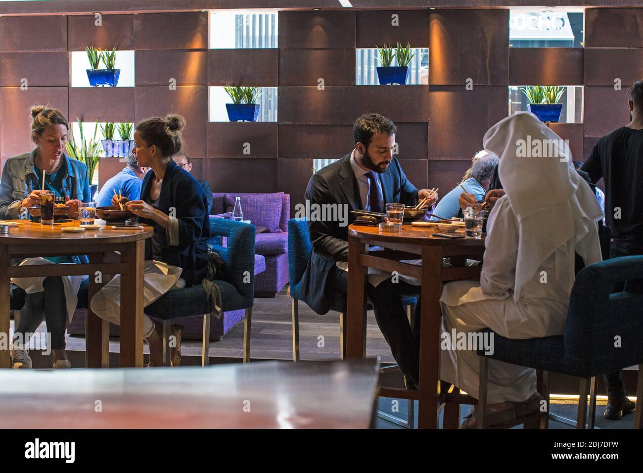 entrance to Zuma Japanese restaurant at The Gate Village adjacent the DIFC  in Dubai United Arab Emirates Stock Photo - Alamy