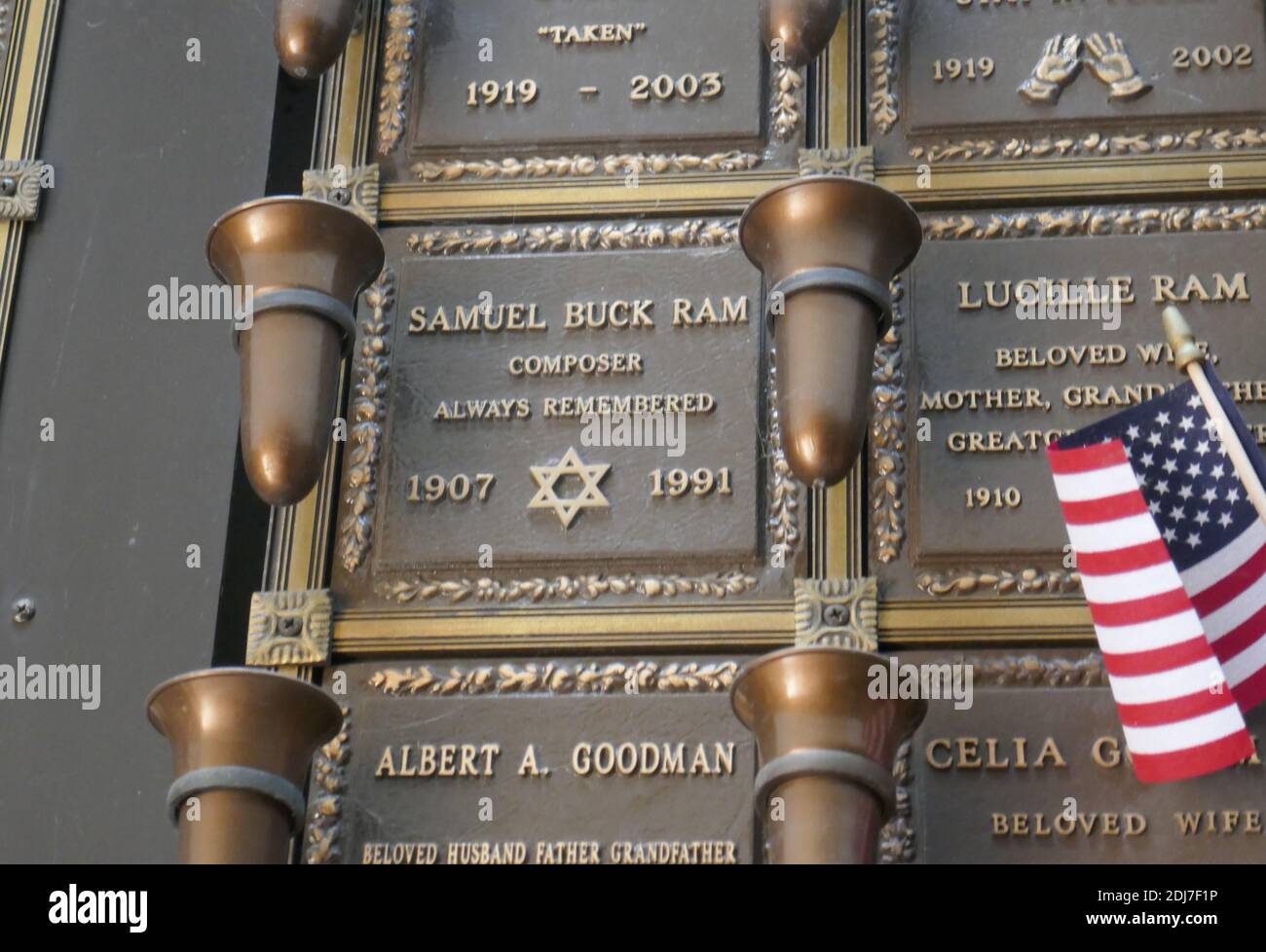 Mission Hills, California, USA 6th December 2020 A general view of atmosphere of composer Buck Ram's Grave in Court of the Tribes Mausoleum at Eden Memorial Park Cemetery on December 6, 2020 in Mission Hills, California, USA. Photo by Barry King/Alamy Stock Photo Stock Photo