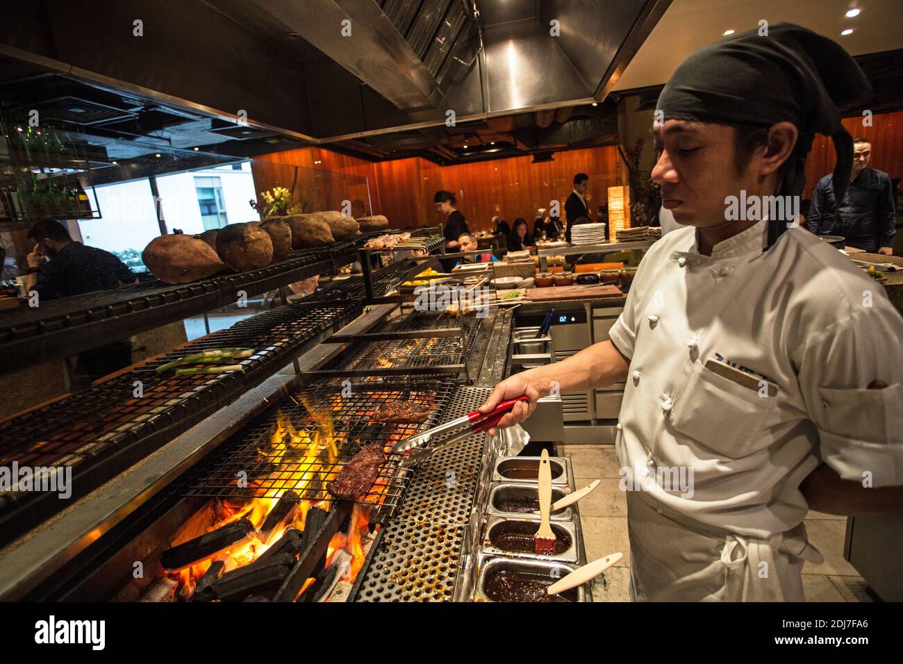 GREAT BRITAIN / England / London /Japanese robata grill  at the elegant Zuma Restaurant in London Knightsbridge. Stock Photo