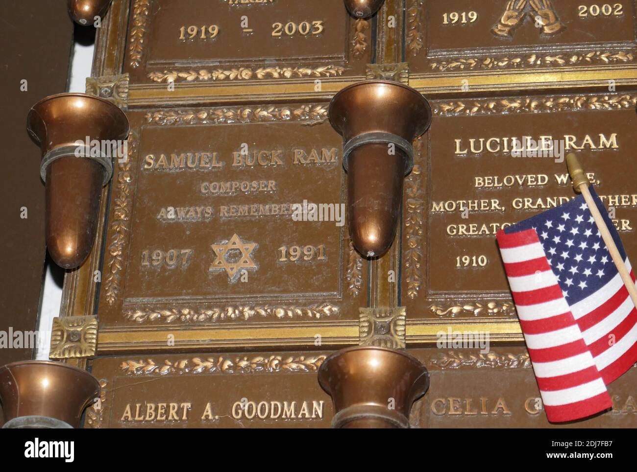 Mission Hills, California, USA 6th December 2020 A general view of atmosphere of composer Buck Ram's Grave in Court of the Tribes Mausoleum at Eden Memorial Park Cemetery on December 6, 2020 in Mission Hills, California, USA. Photo by Barry King/Alamy Stock Photo Stock Photo