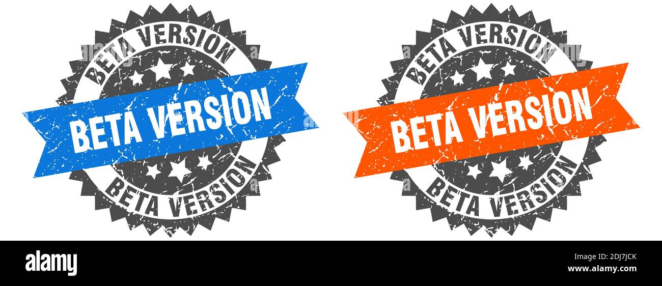 beta version grunge stamp set. beta version band sign Stock Vector