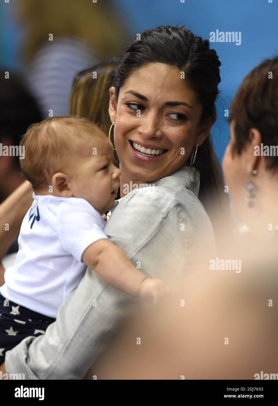 Nicole Johnson and her son Boomer Robert Phelps attend the swimming ...