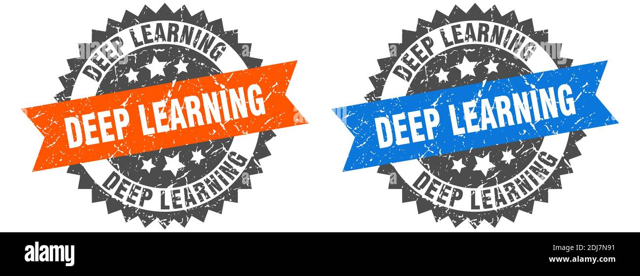 deep learning grunge stamp set. deep learning band sign Stock Vector