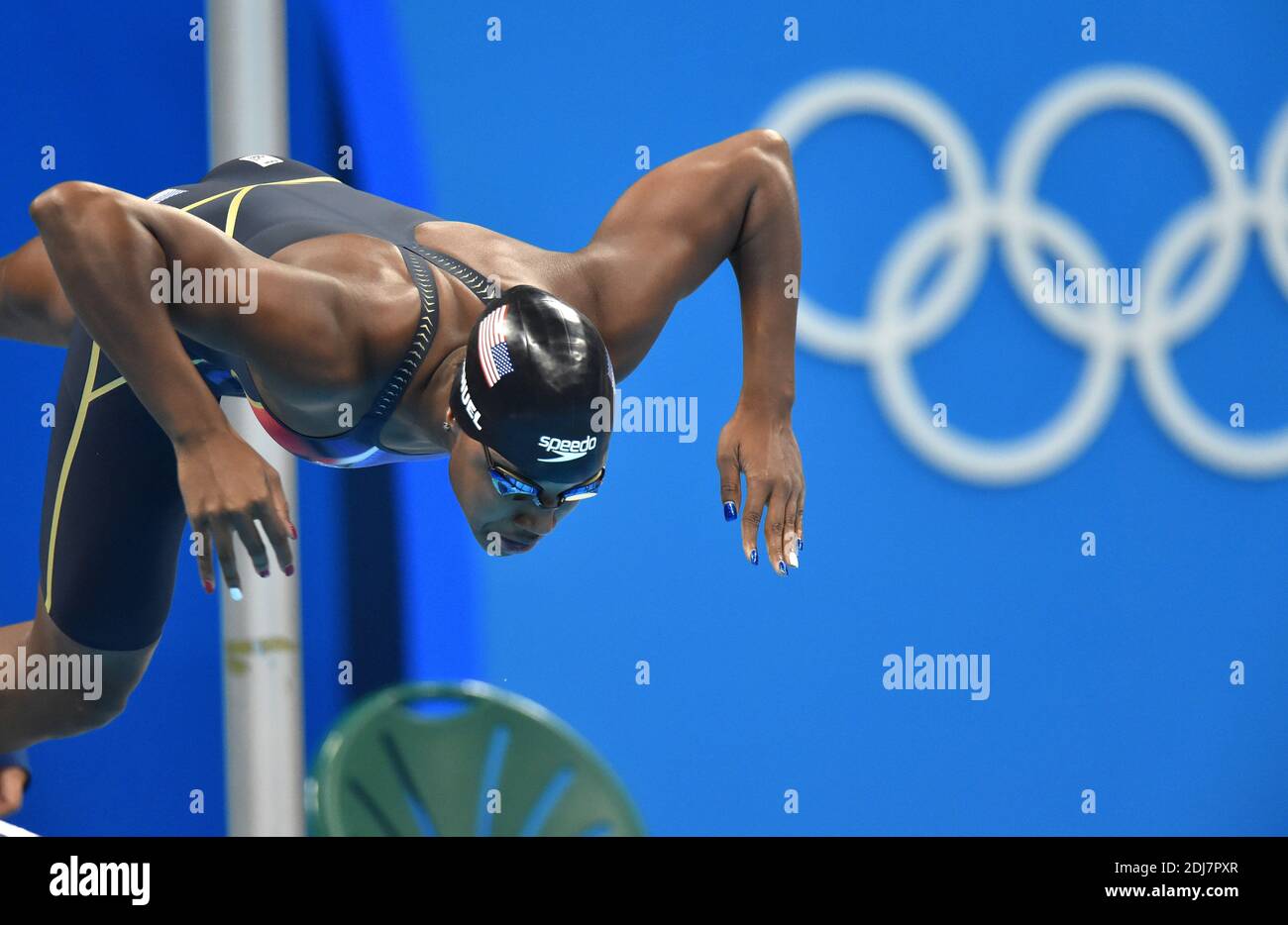 Simone Manuel competes at the swimming events on Day 6 of the 2016 Rio