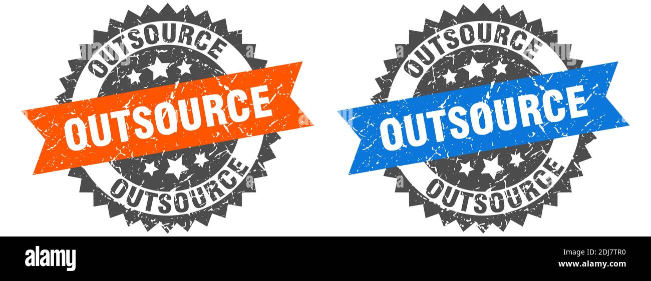outsource grunge stamp set. outsource band sign Stock Vector