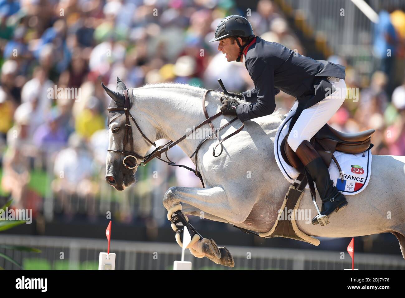 Phillipe Rozier of France rides Rahotep De Toscane during the Jumping Team Round 2 during Day 12