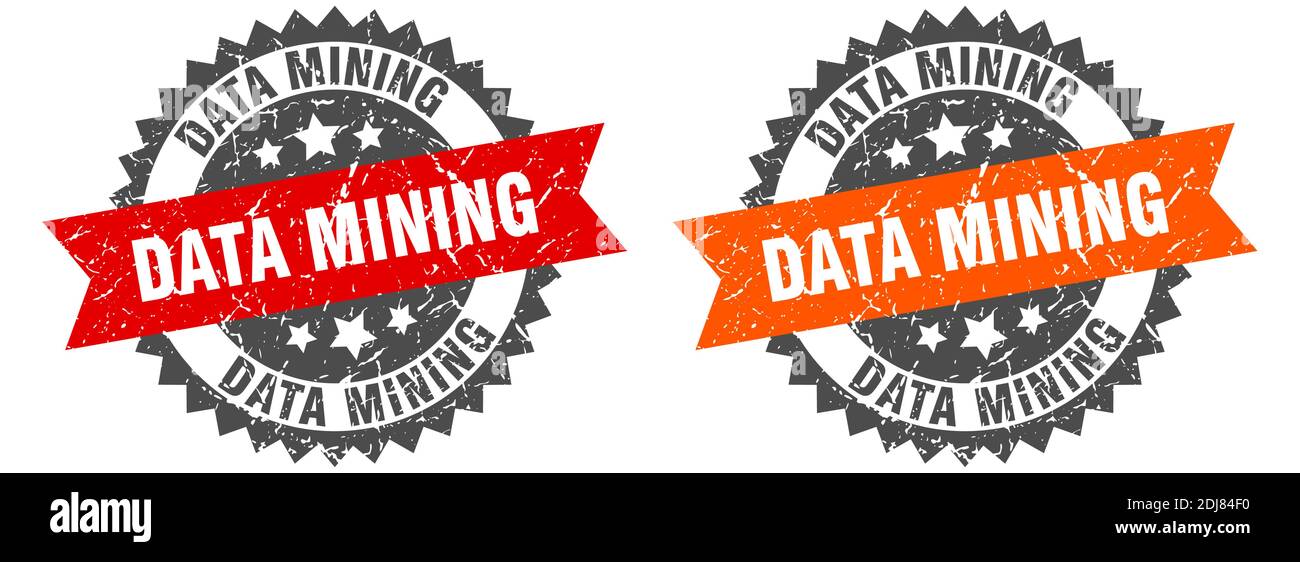 data mining grunge stamp set. data mining band sign Stock Vector