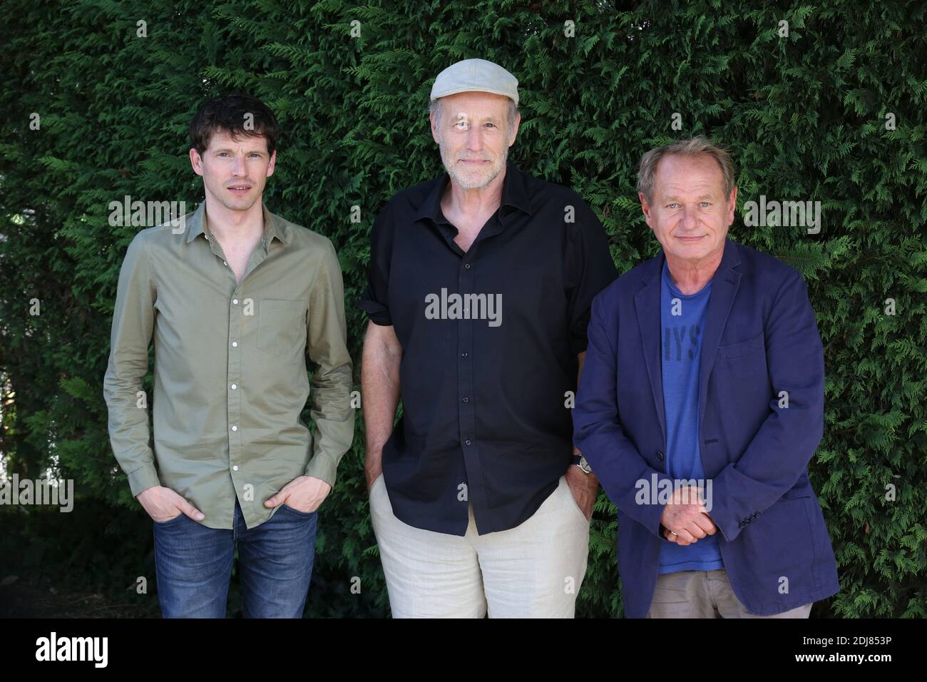 Pierre Deladonchamps, Philippe Lioret and Gabriel Arcand seen at the  photocall for Le Fils De Jean as part of the 9th Angouleme Film Festival in  Angouleme, France on August 28, 2016. Photo