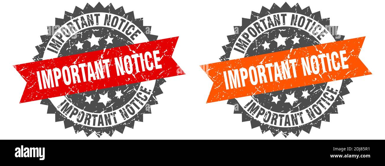 important notice grunge stamp set. important notice band sign Stock ...
