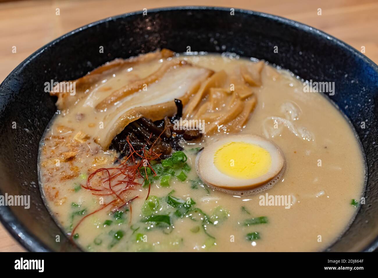 Close up shot of delicious Japanese style Tonkotsu Ramen at Las Vegas