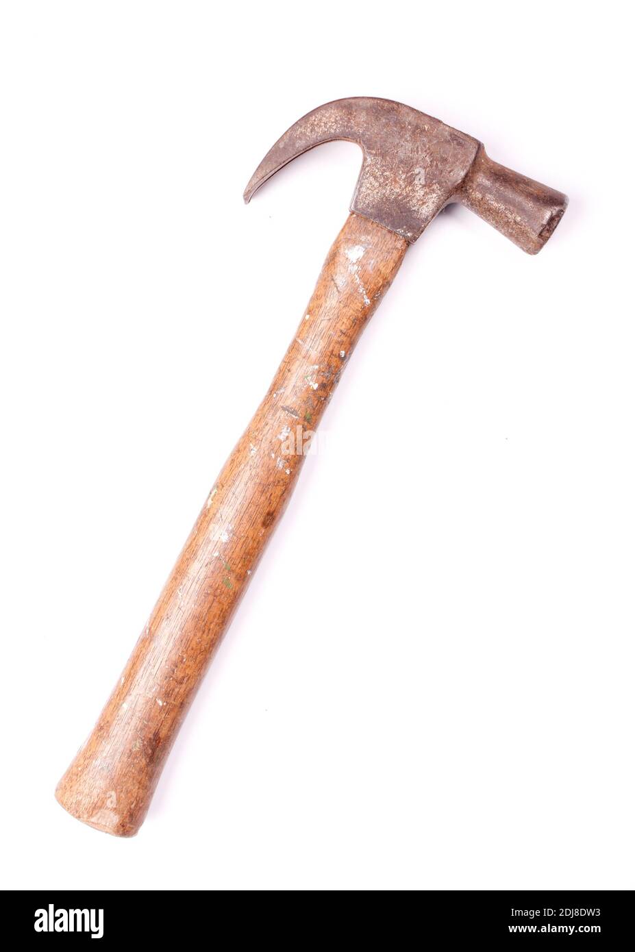 Worn claw hammer isolated on white Stock Photo
