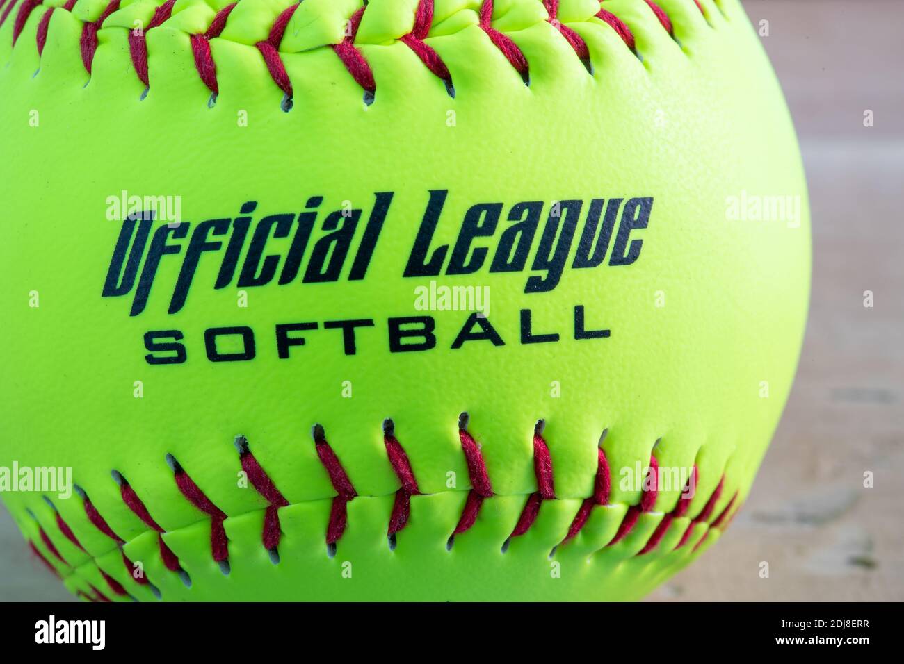 Softball ball reading 'Official League Softball' Stock Photo Alamy
