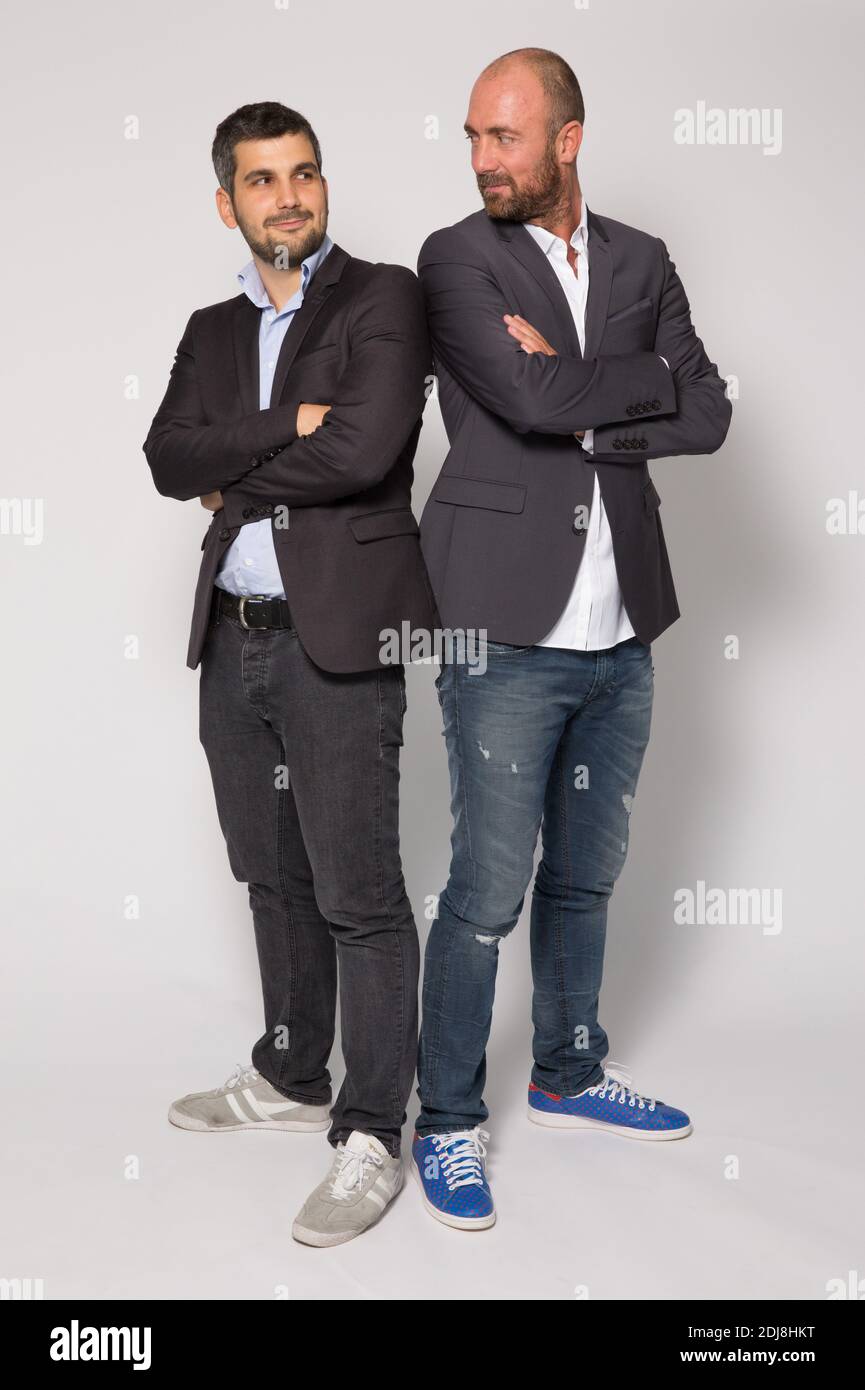 Exclusive - Jean Louis Tourre and Christophe Dugarry poses in Paris,  France, on September 06, 2016. Photo by Jerome Domine/ABACAPRESS.COM Stock  Photo - Alamy