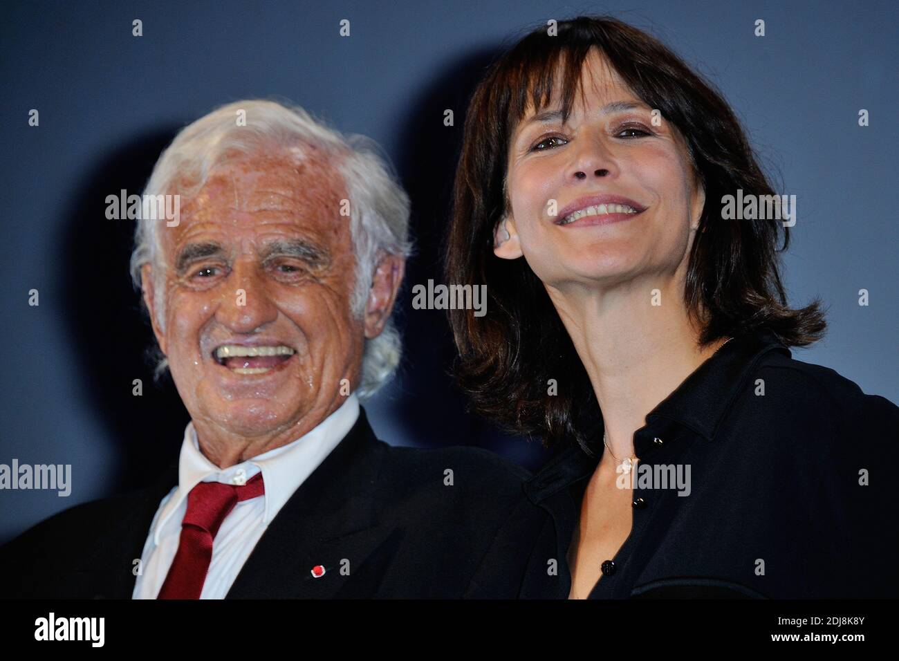 Jean-Paul Belmondo and Sophie Marceau attending the Ceremony awarding him  with the Golden Lion for Career ('Leon d'Oro alla Carriera') on the Lido in  Venice, Italy as part of the 73rd Mostra,