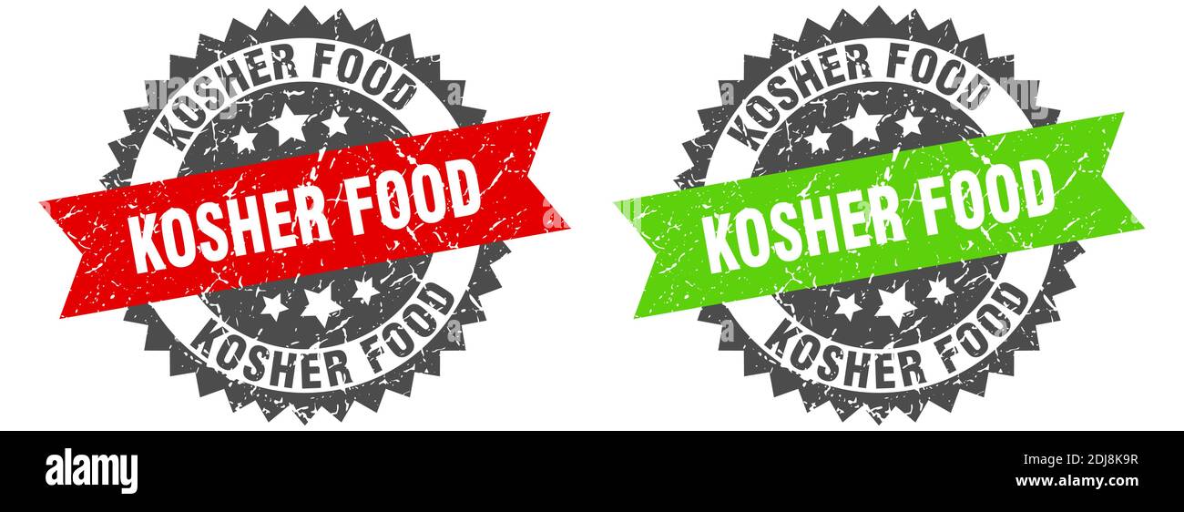 kosher food grunge stamp set. kosher food band sign Stock Vector Image ...