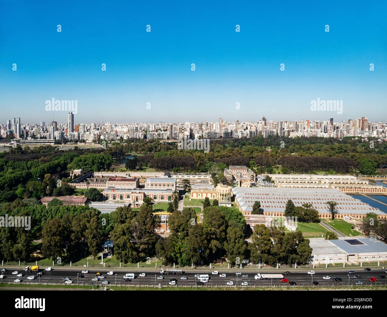 An aerial view of the capital city of Buenos Aires, Argentina taken from a commercial flight. Stock Photo