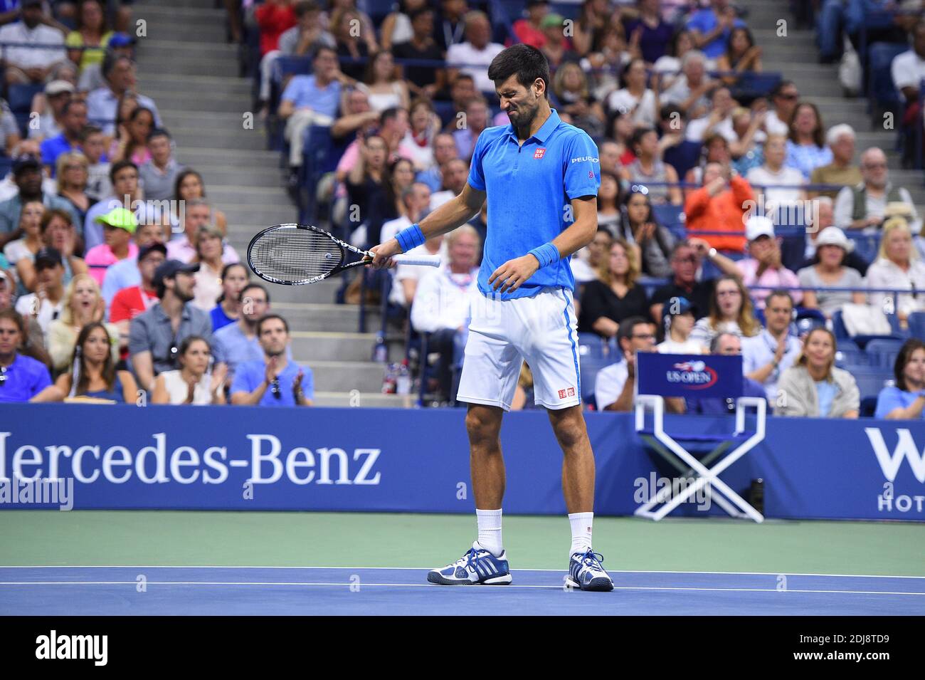 Novak Djokovic of Serbia plays his 2016 US Open Men's Singles final match  at the USTA Billie Jean King National Tennis Center in New York City, NY,  USA, on September 11, 2016.