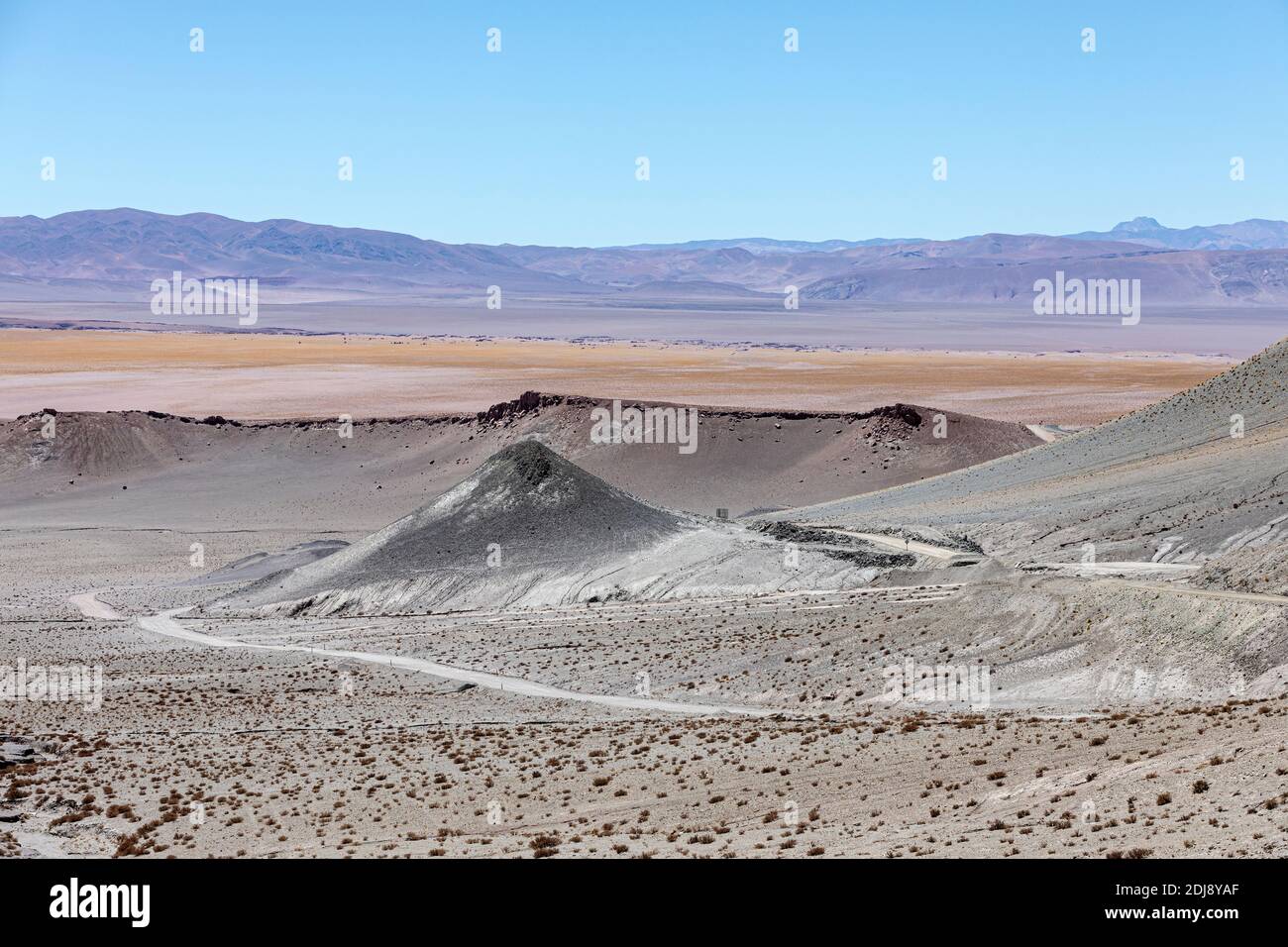 Area near the Argentine border with Chile in the Andean Central Volcanic Zone, Antofagasta Region, Chile. Stock Photo