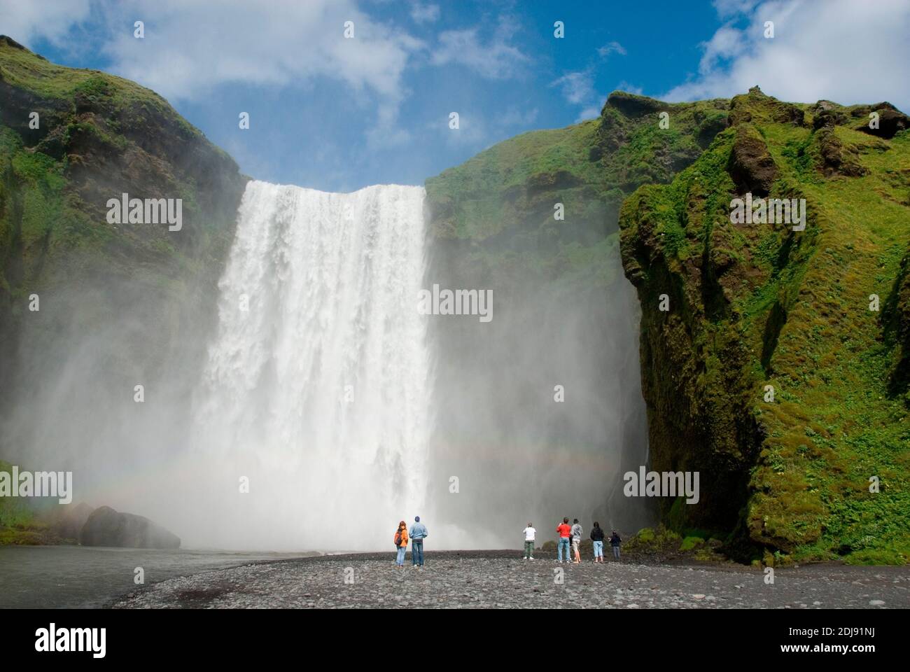Europa, Island, Iceland, Skogar, Wasserfall Skogafoss, Fluss Skoga Stock Photo