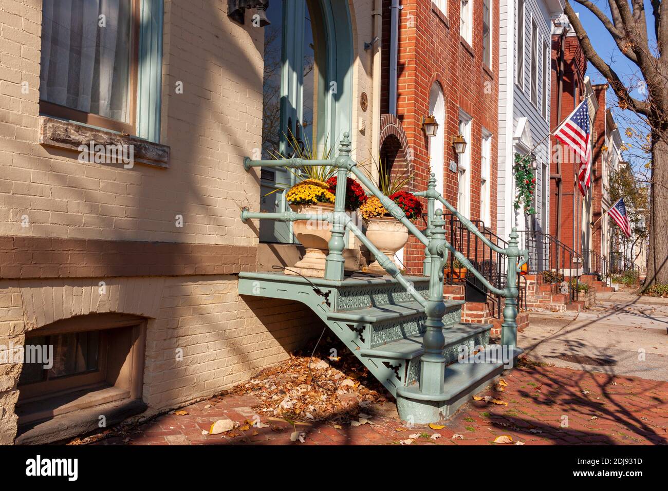 View of the old town historic district of Alexandria, Virginia with