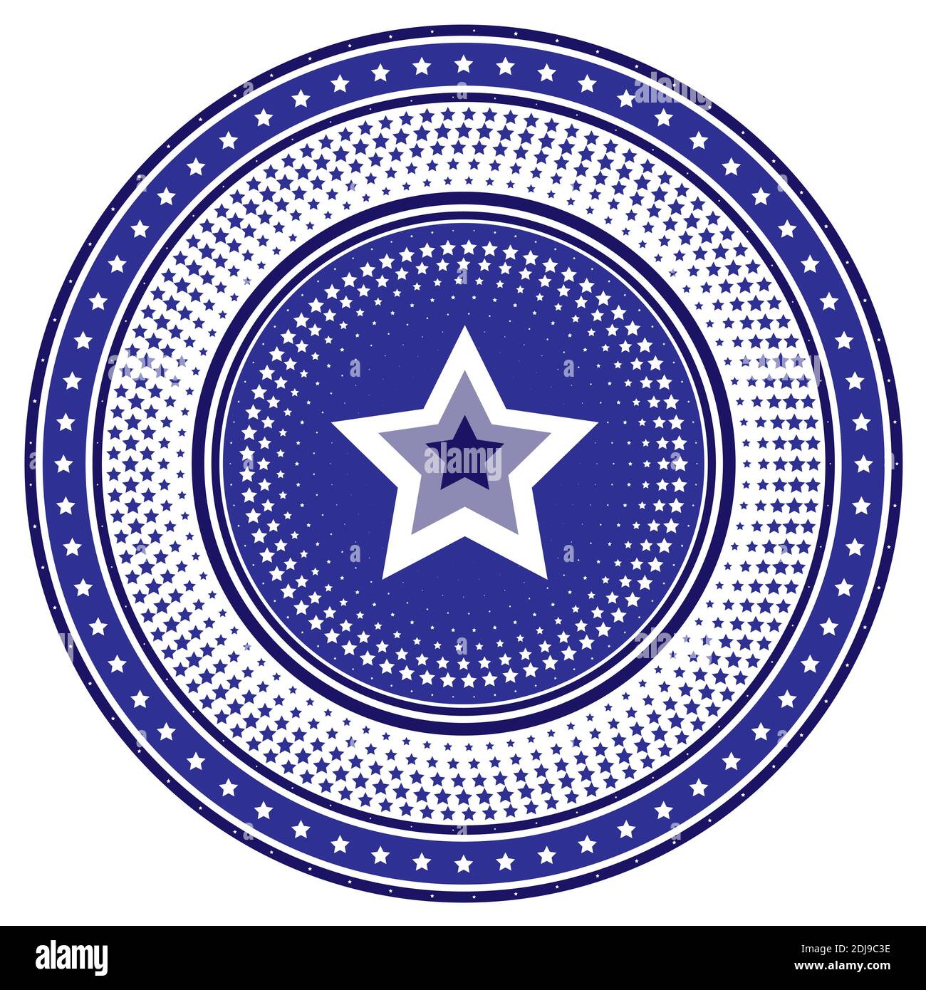 Round Point Star Pattern Round die, stamp or chip with blue radial star pattern, vector ...