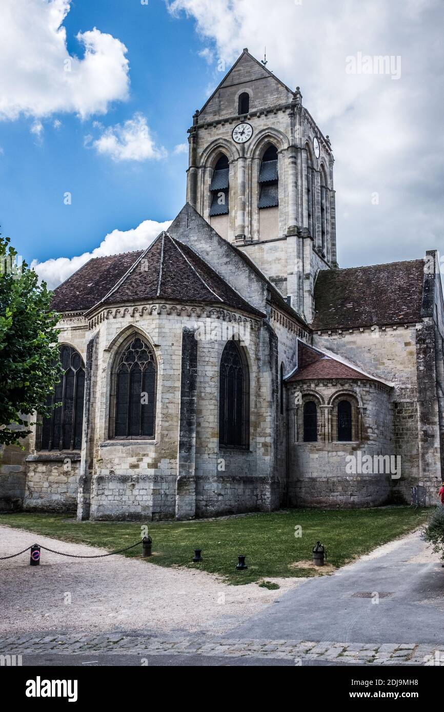 File - Illustration Vincent Van Gogh - Village of the Impressionists, the church painted by Vincent Van Gogh. Auvers-sur-Oise (95), Near Paris, France on July 24, 2016. Photo by David Boyer/ABACAPRESS.COM Stock Photo