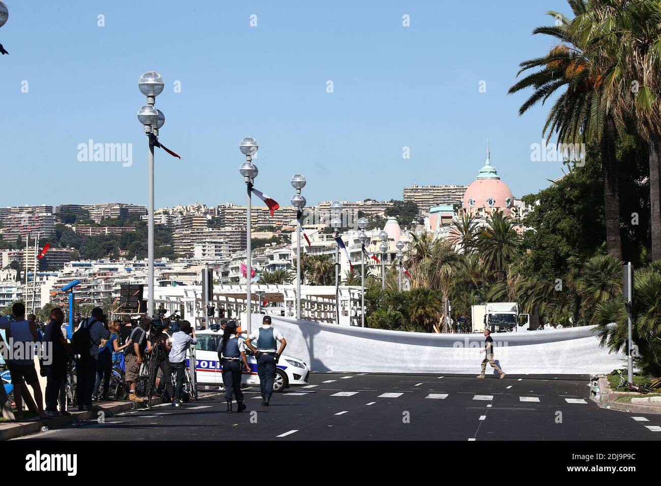 File photo dated July 15, 2016 in the wake of a truck attack on the Promenade des Anglais seafront in the French Riviera town of Nice, after it drove into a crowd, killing 84. France's national anti-terror prosecutors said Thursday they have opened a murder inquiry after a man killed three people at a basilica in central Nice and wounded several others on October 29, 2020. Photo by ABACAPRESS.COM Stock Photo