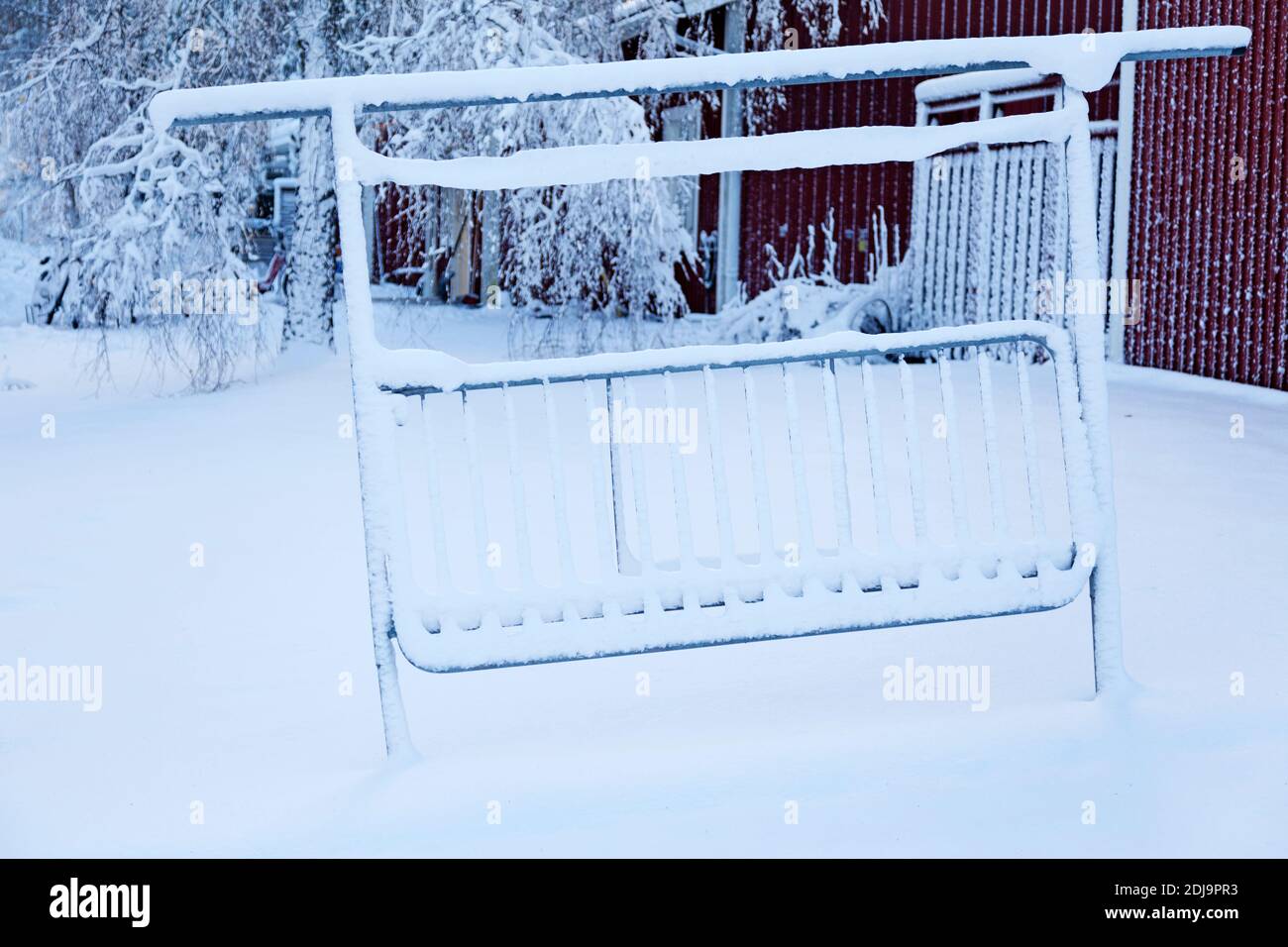 snow-covered carpet whip rack Stock Photo
