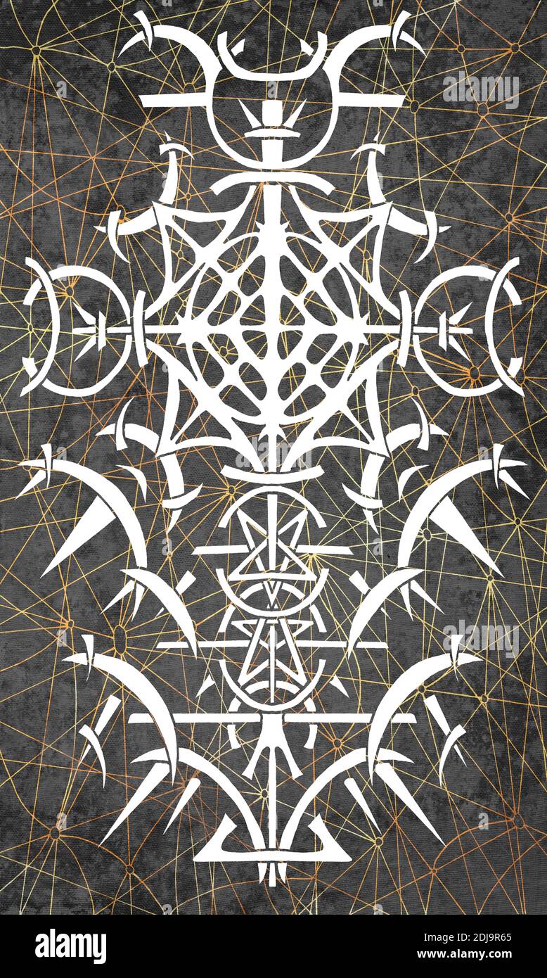 Back cover design of tarot card. Gothic pattern on red grunge background.  Esoteric, occult and Halloween concept, illustration with mystic gothic sym  Stock Photo - Alamy
