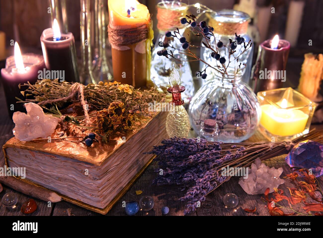 Magic Ritual Background Magic ritual. Wicca, esoteric and occult background with vintage witch ...