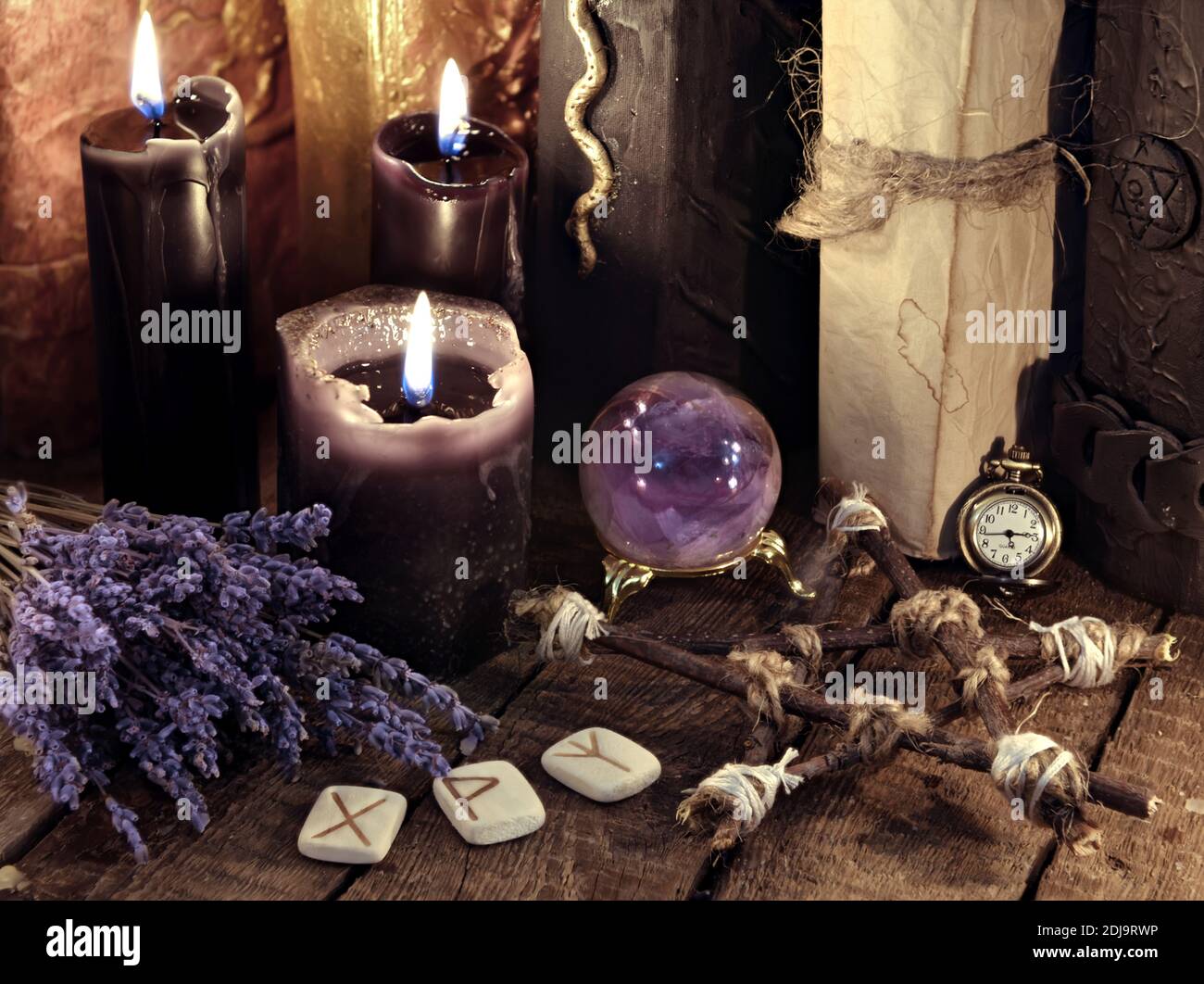 Magic ritual. Wicca, esoteric,voodoo and occult background with vintage ...