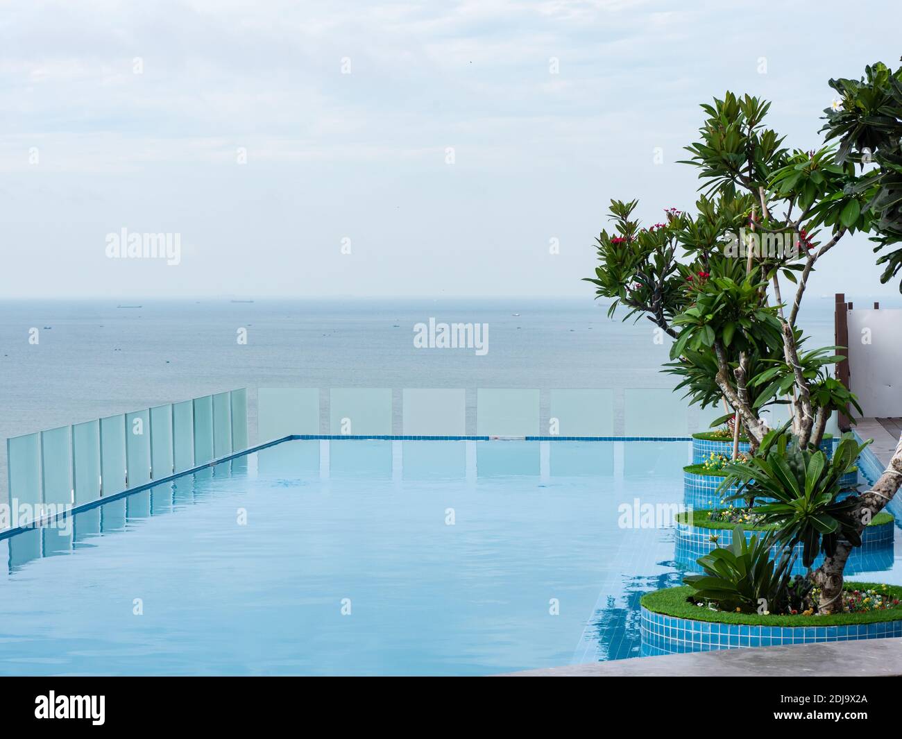Rooftop eternity pool at Bai Sau or Back Beach in Vung Tau in the Bang Ria-Vung Tau Province of South Vietnam. Stock Photo