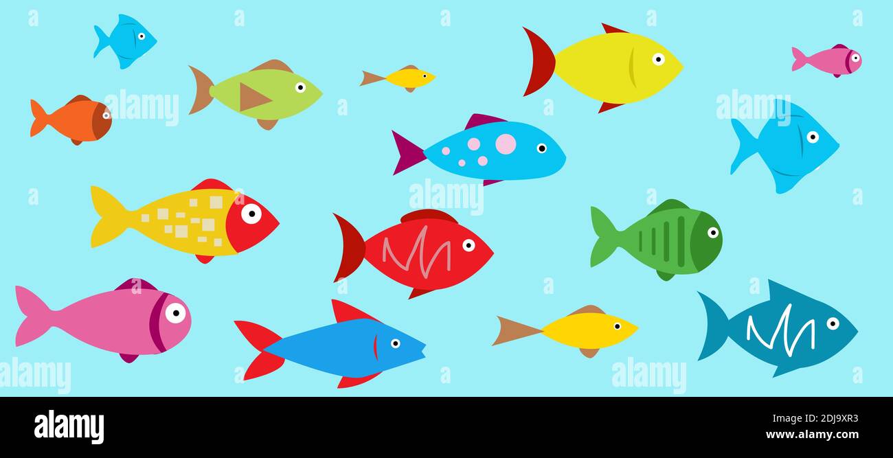 Colored Fish Icons vector Stock Vector