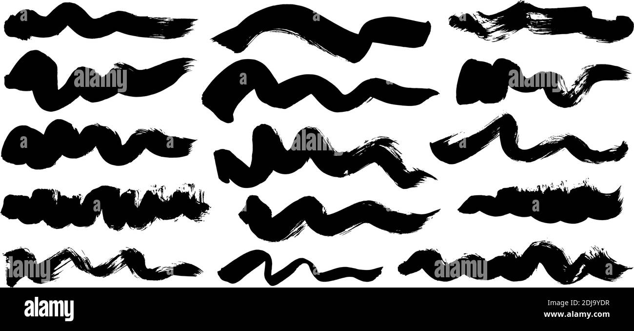 Black paint wavy brush strokes vector collection Stock Vector Image ...
