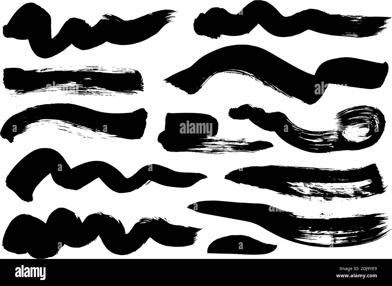 Black paint wavy brush strokes vector collection Stock Vector Image ...