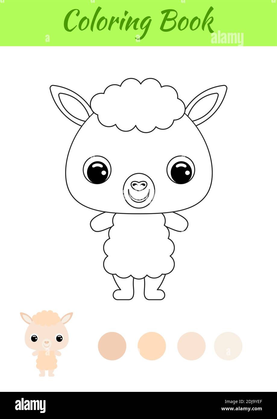 Coloring Book Little Baby Alpaca Coloring Page For Kids Educational Activity For Preschool Years Kids And Toddlers With Cute Animal Stock Vector Image Art Alamy
