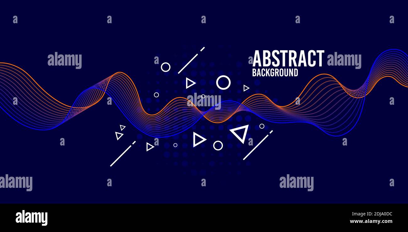 Vector abstract background with dot spiral sound wave, line and ...
