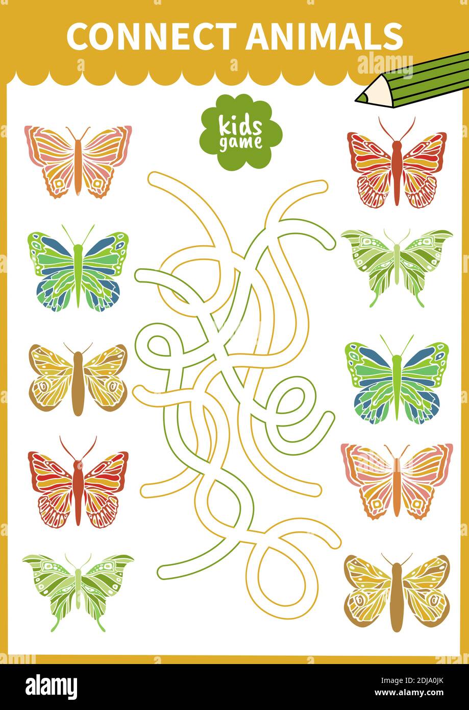 children board game for preschoolers and primary school students worksheets kindergarten page for kids educational book cute insrct butterfly stock vector image art alamy