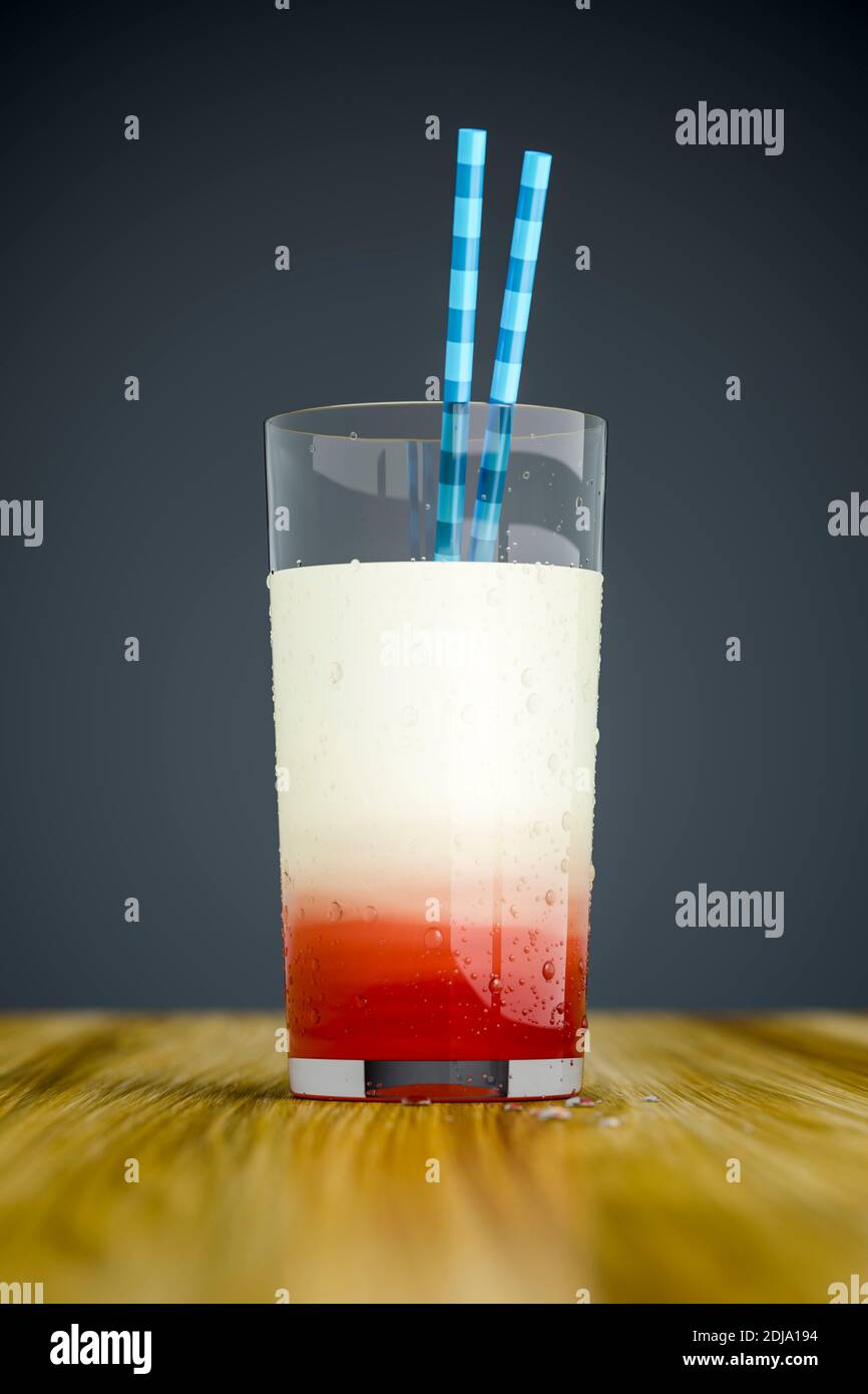 3d rendering of a banana cherry drink Stock Photo