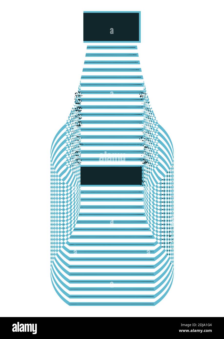 Picture of a transparent, glass bottle vector graphic design in blue color Stock Vector