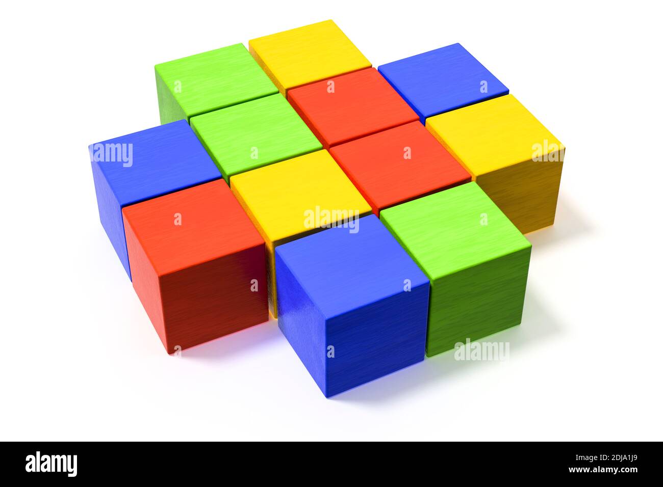 3d illustration of some colorful building blocks Stock Photo