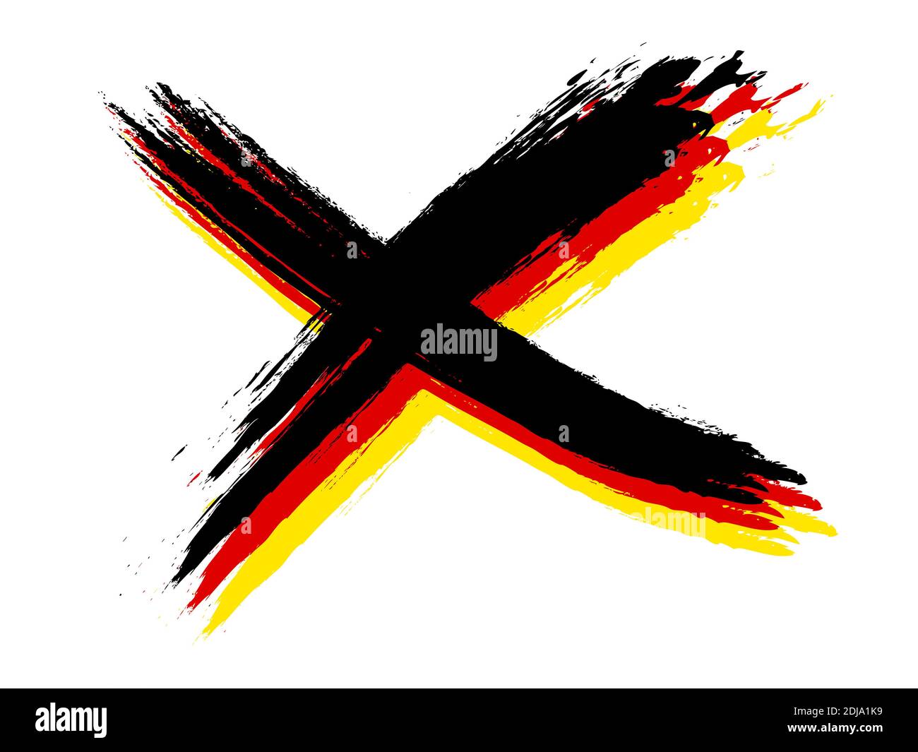 An image of a grunge cross in german colors Stock Photo
