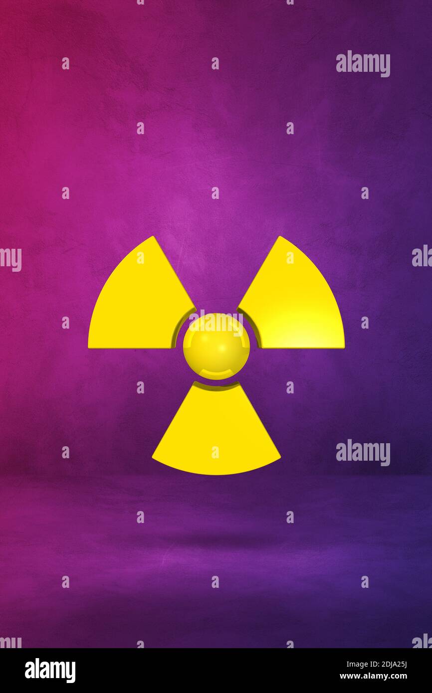 Radioactive symbol isolated on a purple studio background. 3D illustration Stock Photo Alamy